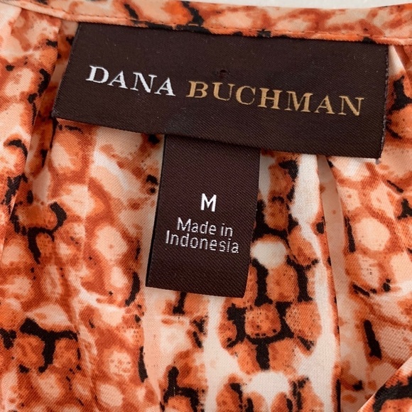 Dana Buchanan Orange/Cream Animal Print Flouncy Blouse. Size Medium. - Picture 7 of 13